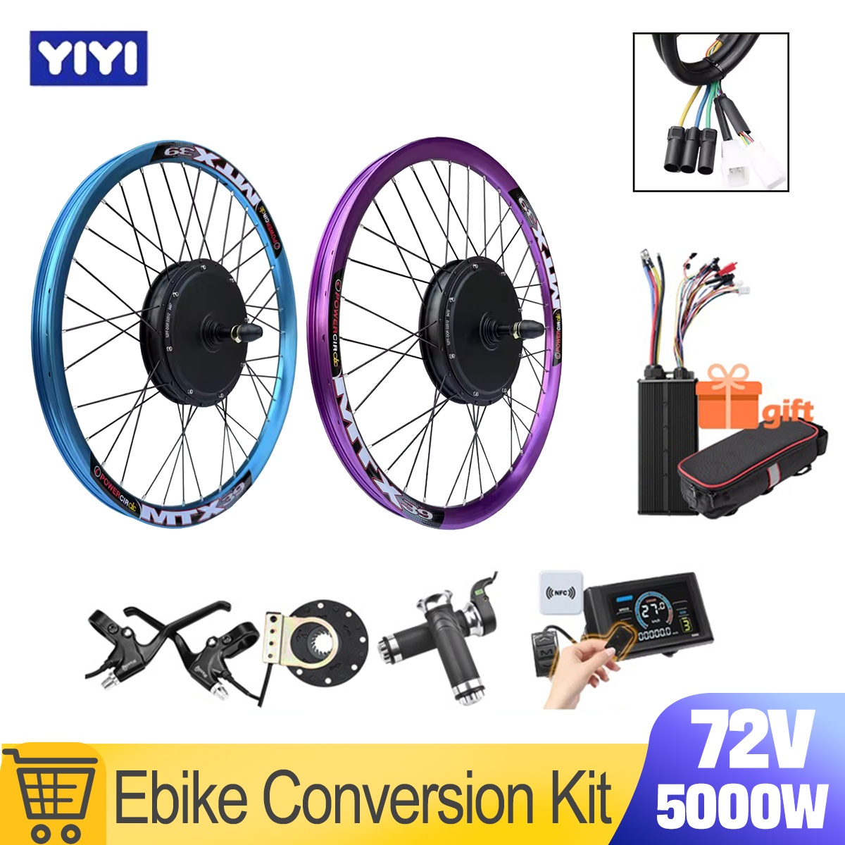 Ebike Conversion Kit 72V 3000W - Kit Konversi Motor Roda EBike Baru